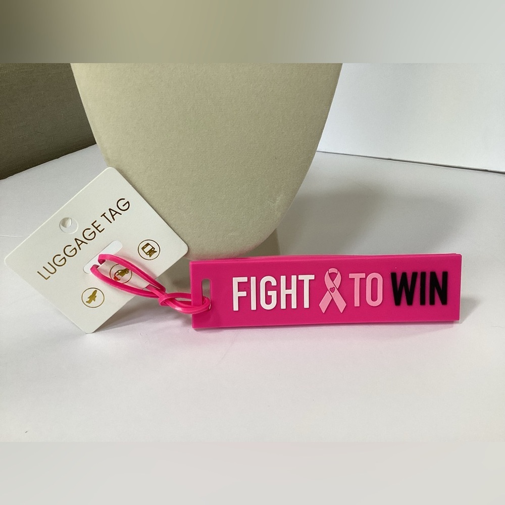 Pink 'Fight to Win' Luggage Tag, support Breast cancer research!